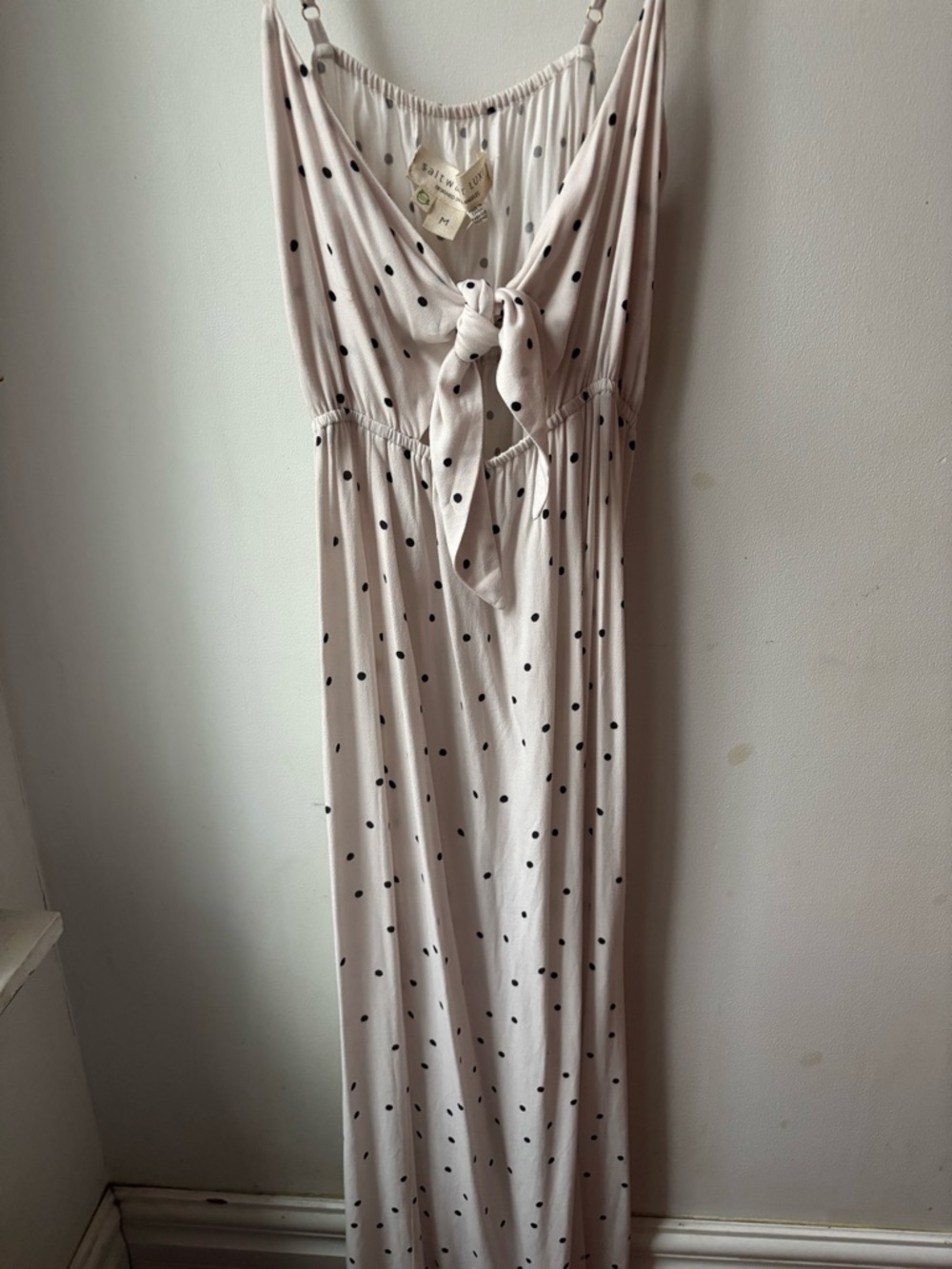 saltwater LUXE Cream and Black Polka Dot Tie-Front Dress - Picture 4 of 4